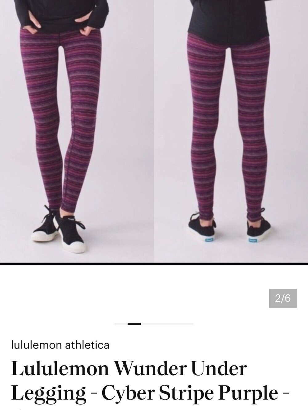 Lululemon Womens Wunder Under High Rise Cyber Stripe Pink Leggings SZ 4